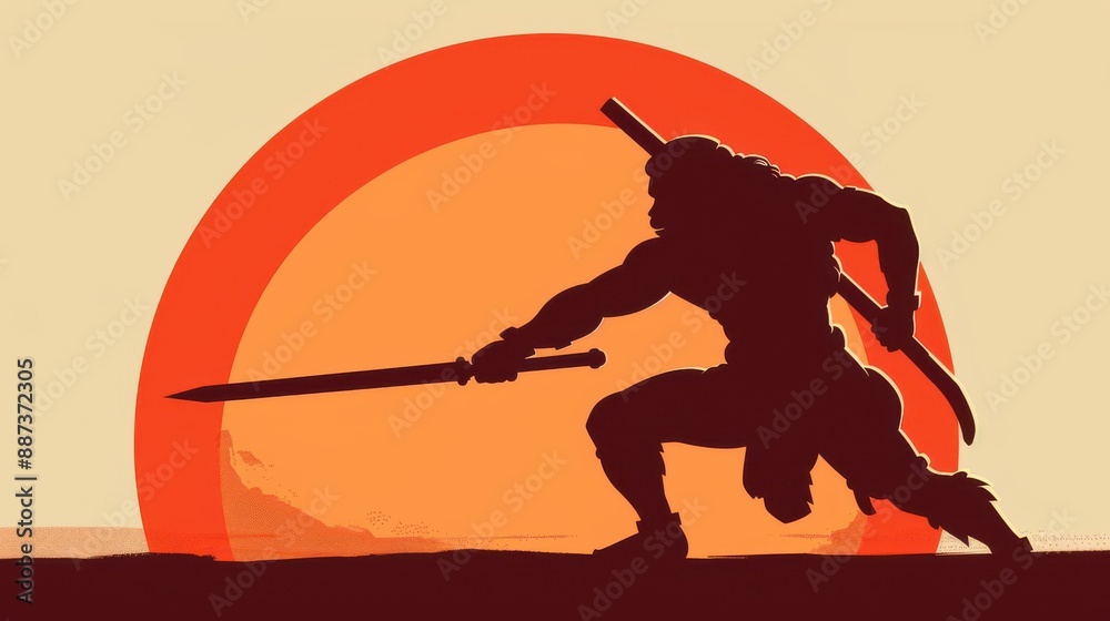 Obraz premium Celebrate Hanuman Jayanti with this elegant illustration of Lord Hanumans silhouette.