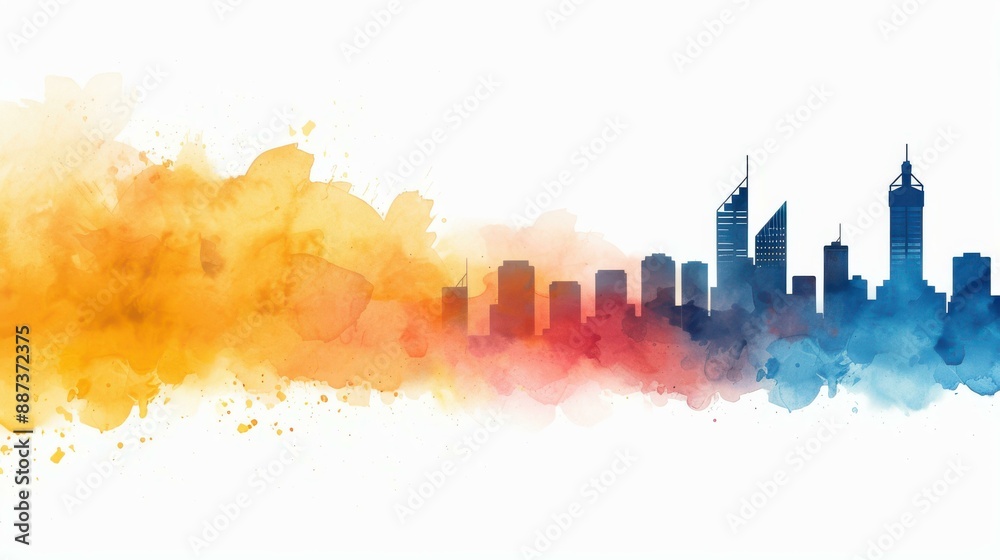 Obraz premium Beautiful watercolor illustration featuring Perth skyline for Western Australia Day celebration.
