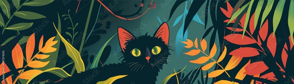 Playful kitten in a garden, vibrant colors, detailed furVector illustration Playful kitten in a garden, vibrant colors, detailed furVector illustration