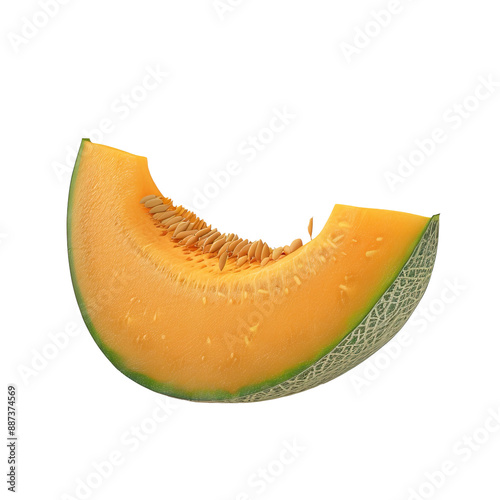 Crosssection of a cantaloupe melon slice isolated on white background photo