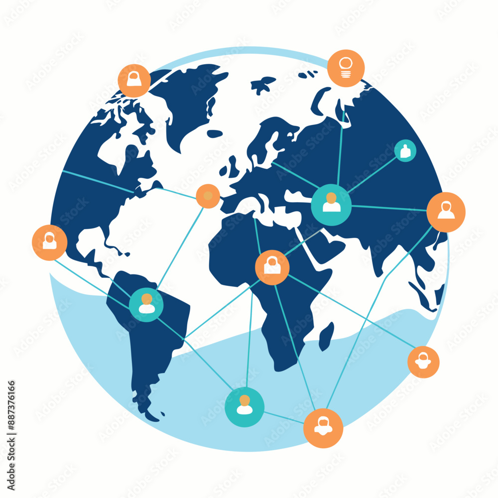 world map network with connections vector illustration.
