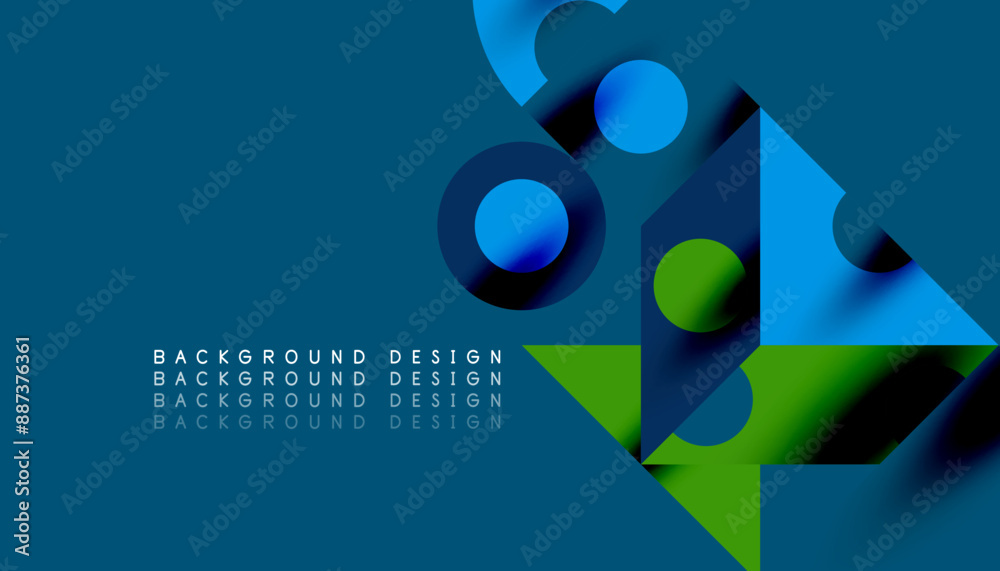 Fototapeta premium Colorful triangles circles square geometric design. Abstract background for wallpaper, banner, backdrop, card, book Illustration, landing page