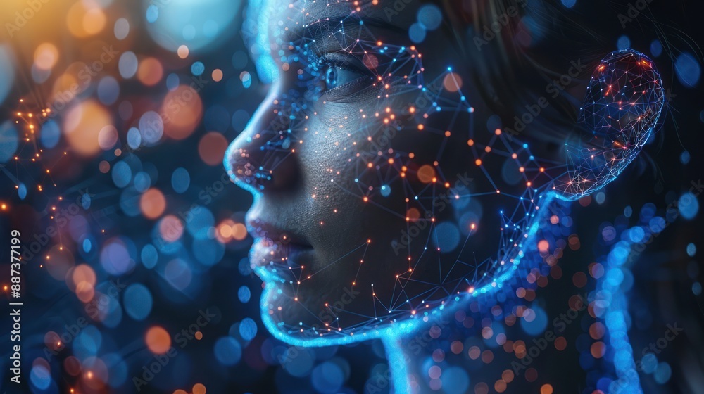 Digital Portrait of a Woman with a Networked Face Digital Portrait of a Woman with a Networked Face