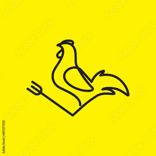 rooster livestock concept line logo design vector