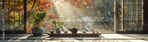 Wallpaper Mural Traditional Japanese tea ceremony, elegant setting, detailed texturesHighly detailed , 8K Torontodigital.ca