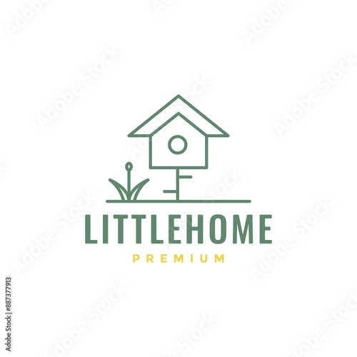 bird house line minimalist logo design vector