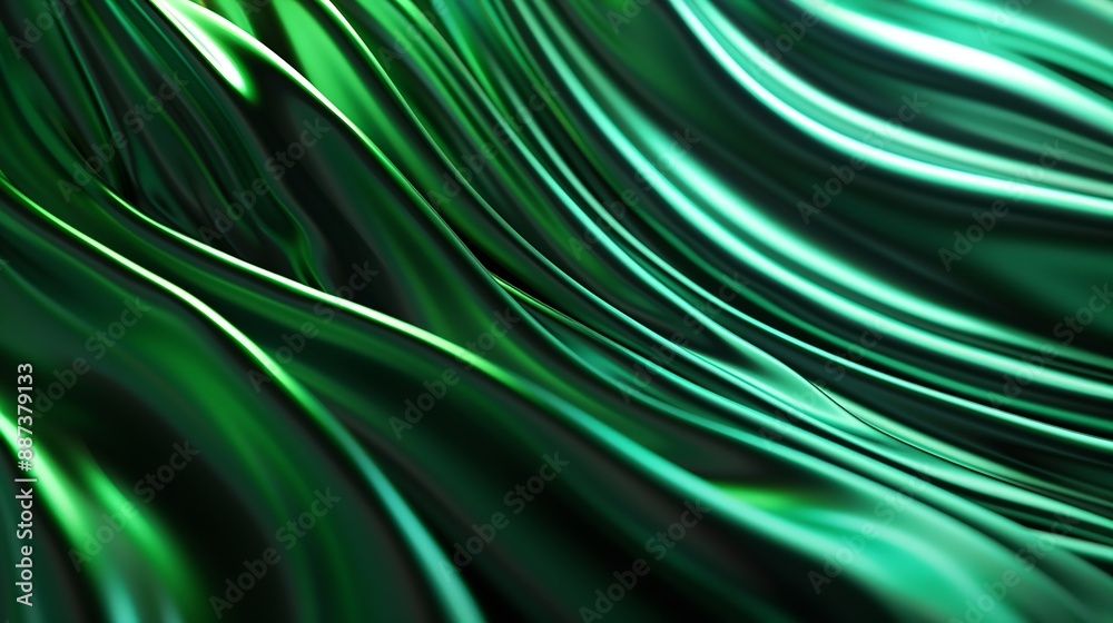 Obraz premium Green wave lines abstract background Dynamic and vibrant adds energy to designs Versatile for web print and creative projects : Generative AI