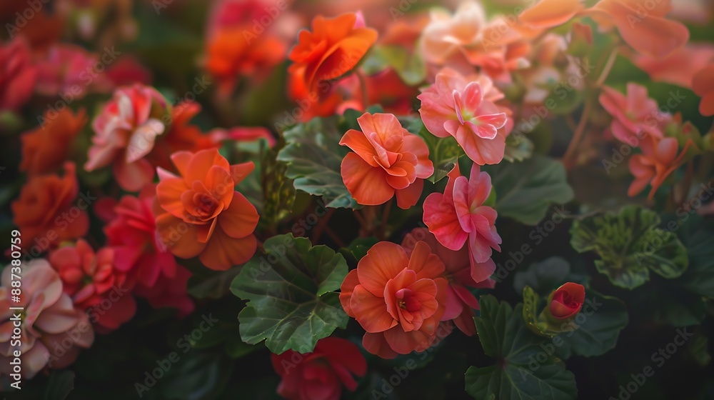 Bright begonia flowers in a flower bed : Generative AI Bright begonia flowers in a flower bed : Generative AI