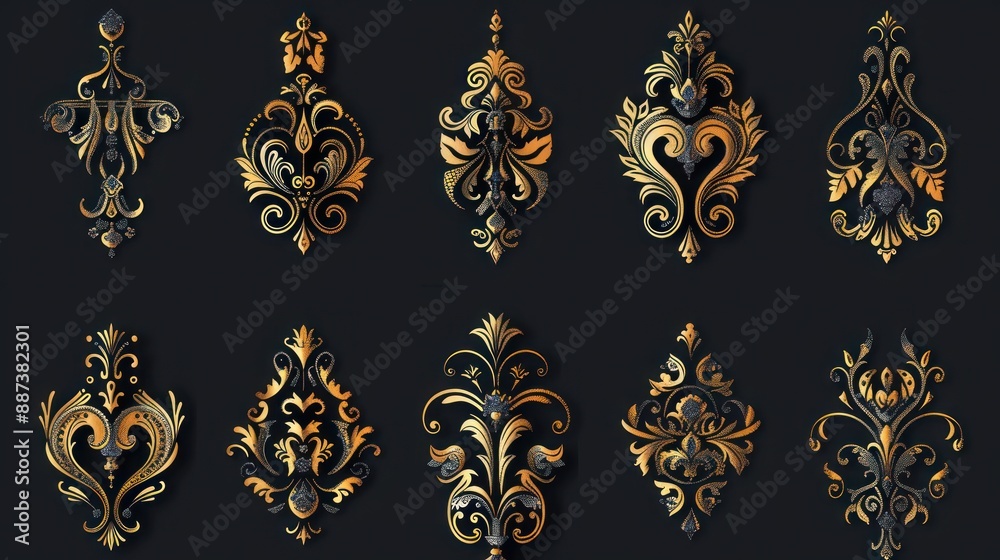 Gold Damask Pattern Set Gold Damask Pattern Set