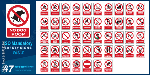 47 set iso prohibition safety signs v2 size a4/a3/a2/a1