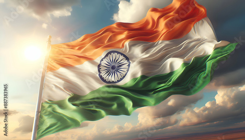 An India flag banner and poster design nation celebration background photo