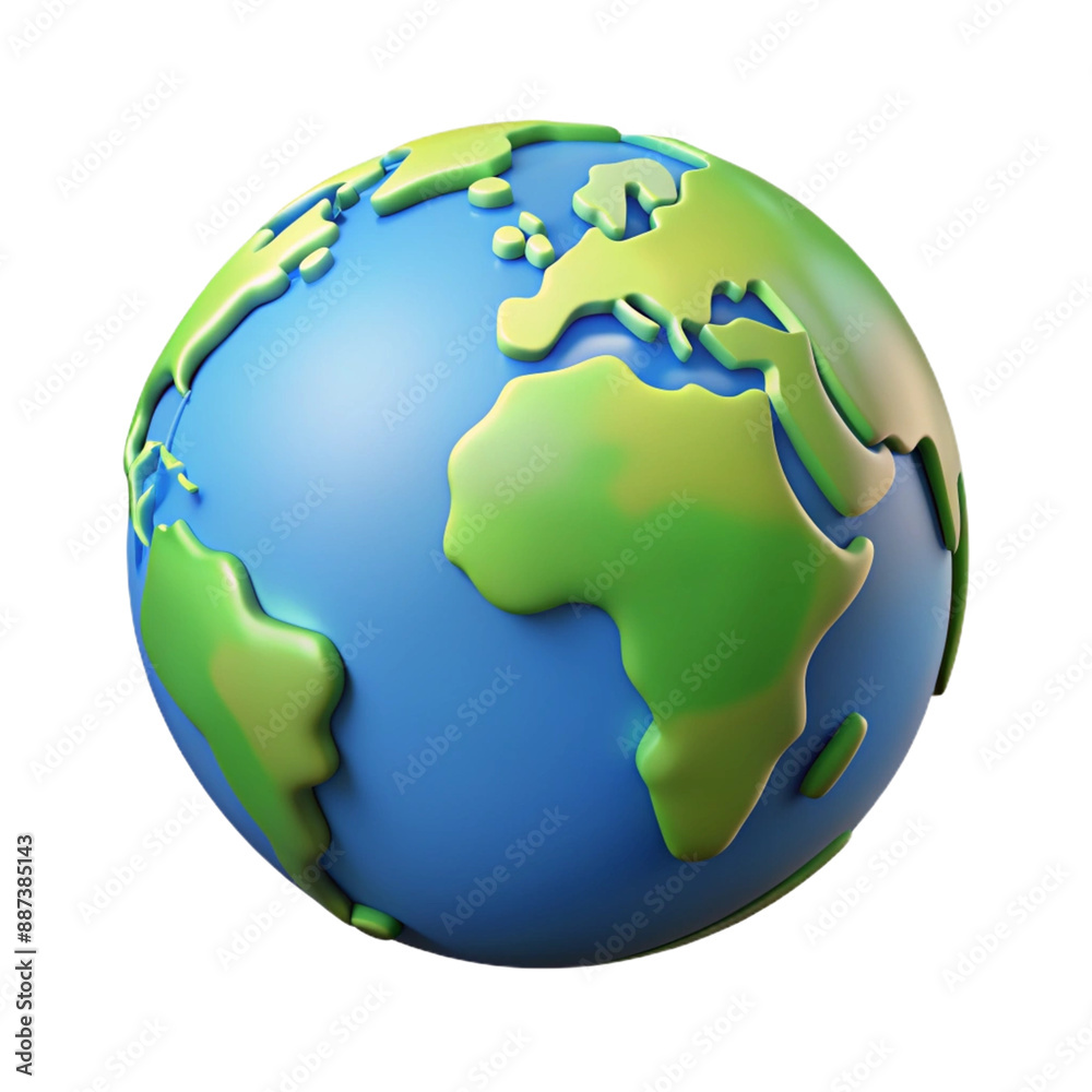 Naklejka premium earth globe isolated 3d cartoon style illustration