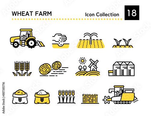 Wheat farmer icon illustration