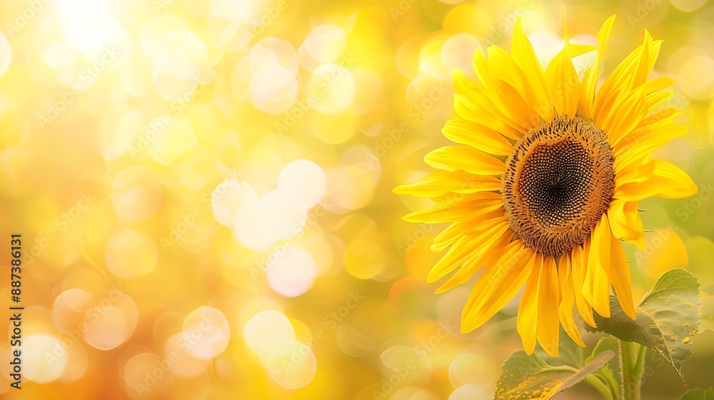 Obraz premium Vibrant Sunflower in Full Bloom Against a Blurred Natural Background : Generative AI