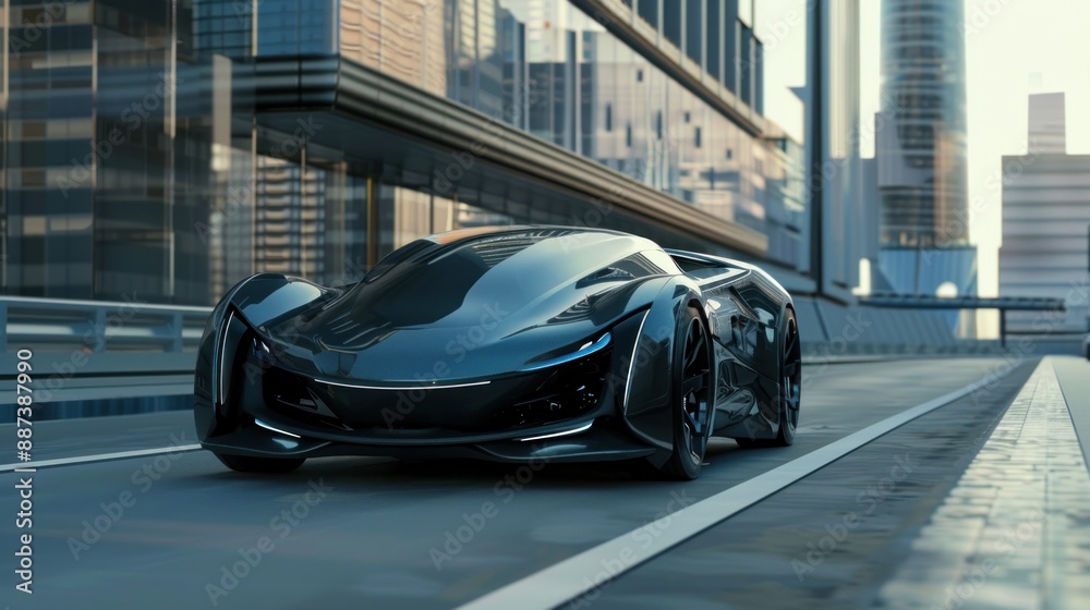 Futuristic Sports Car in a Modern City Futuristic Sports Car in a Modern City