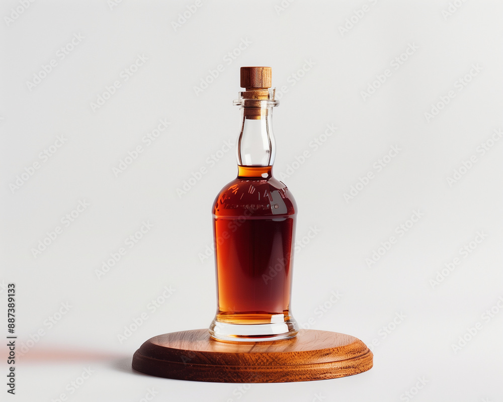 A bottle and glass of brandy and cognac isolated on a white background A bottle and glass of brandy and cognac isolated on a white background