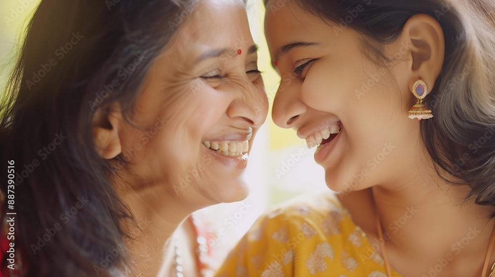 Indian happy mature mother and teenager daughter enjoying and fun together Concept Happy Mothers day : Generative AI Indian happy mature mother and teenager daughter enjoying and fun together Concept Happy Mothers day : Generative AI