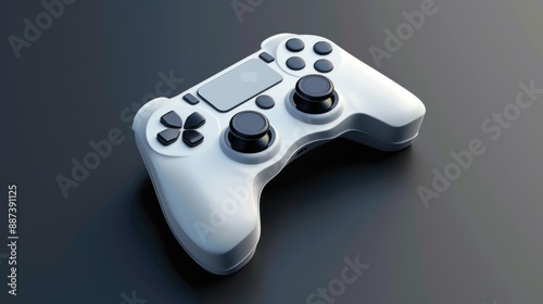 White Game Controller on Gray Background