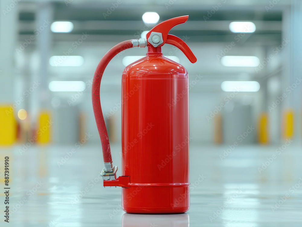 Fototapeta premium A fire extinguisher with a clear label showing its contents