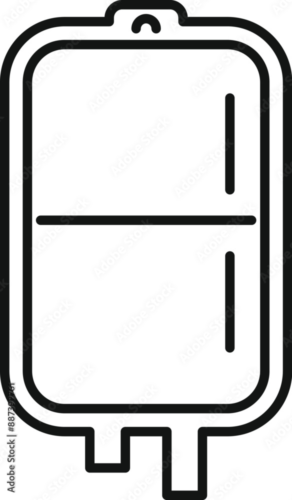 Simple line drawing of a blood bag, conveying medical treatment and healthcare Simple line drawing of a blood bag, conveying medical treatment and healthcare