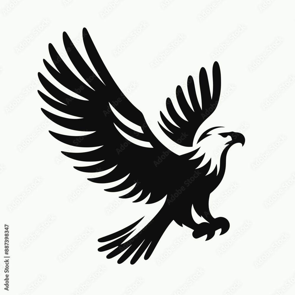 Fototapeta premium a very simple and single Eagle silhouette white background, a very simple and single Eagle silhouette white background