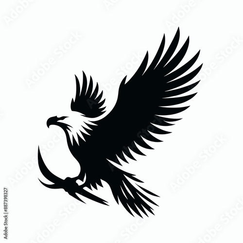 a very simple and single Eagle silhouette white background, a very simple and single Eagle silhouette white background