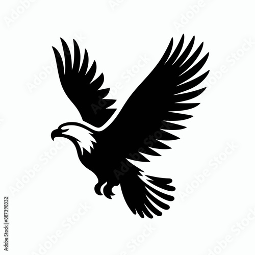 a very simple and single Eagle silhouette white background, a very simple and single Eagle silhouette white background