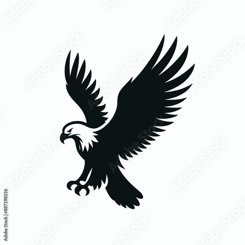 a very simple and single Eagle silhouette white background, a very simple and single Eagle silhouette white background