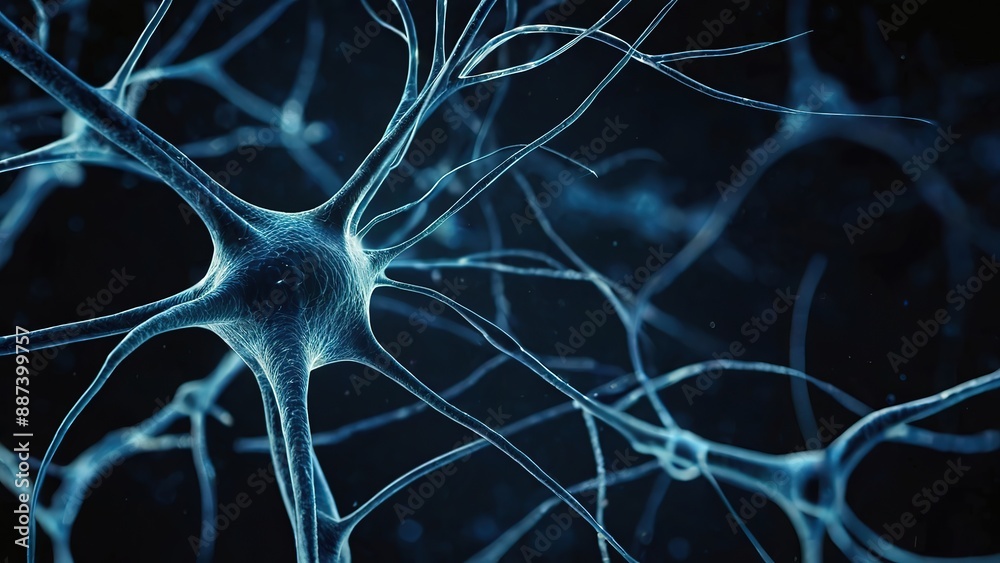 Close up active nerve cells Human brain glow electrons Close up active nerve cells Human brain glow electrons