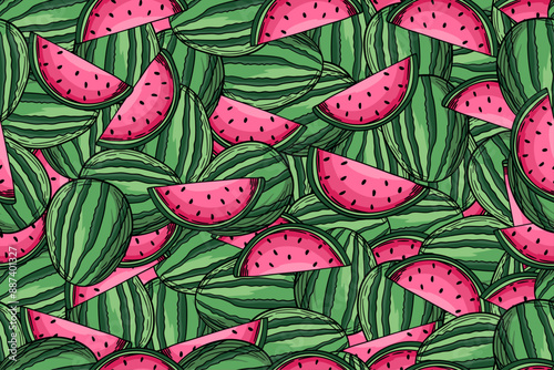 seamless pattern watermelon vector drawing