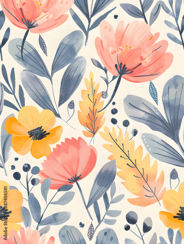2D flower and leaf cards in various styles 2D flower and leaf cards in various styles