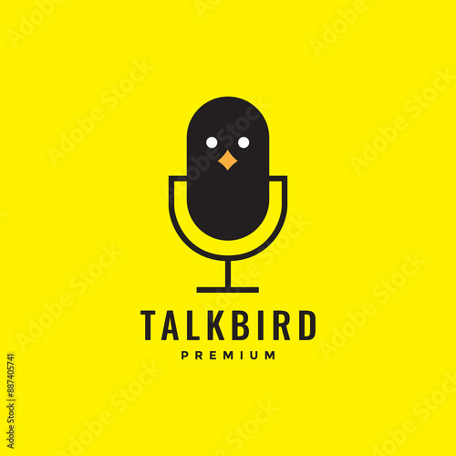 bird song cute vocalize concept logo design flat vector
