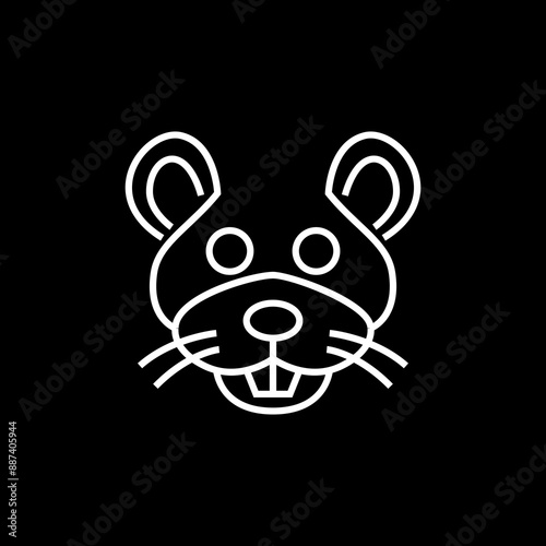 cute mouse head line minimalist logo design vector