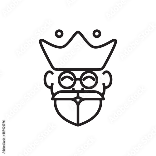 the king old man king head line minimalist logo design vector