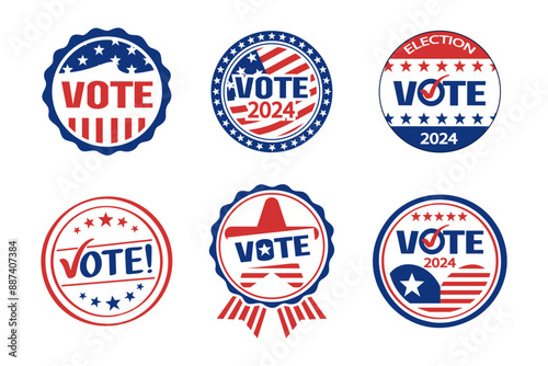United States of america presidential election vote 2024 badges set . Vector .