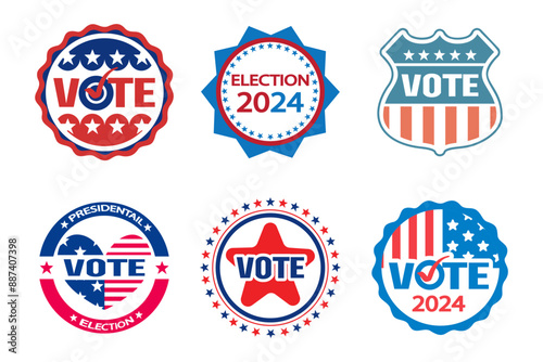 United States of america presidential election vote 2024 badges set . Vector .