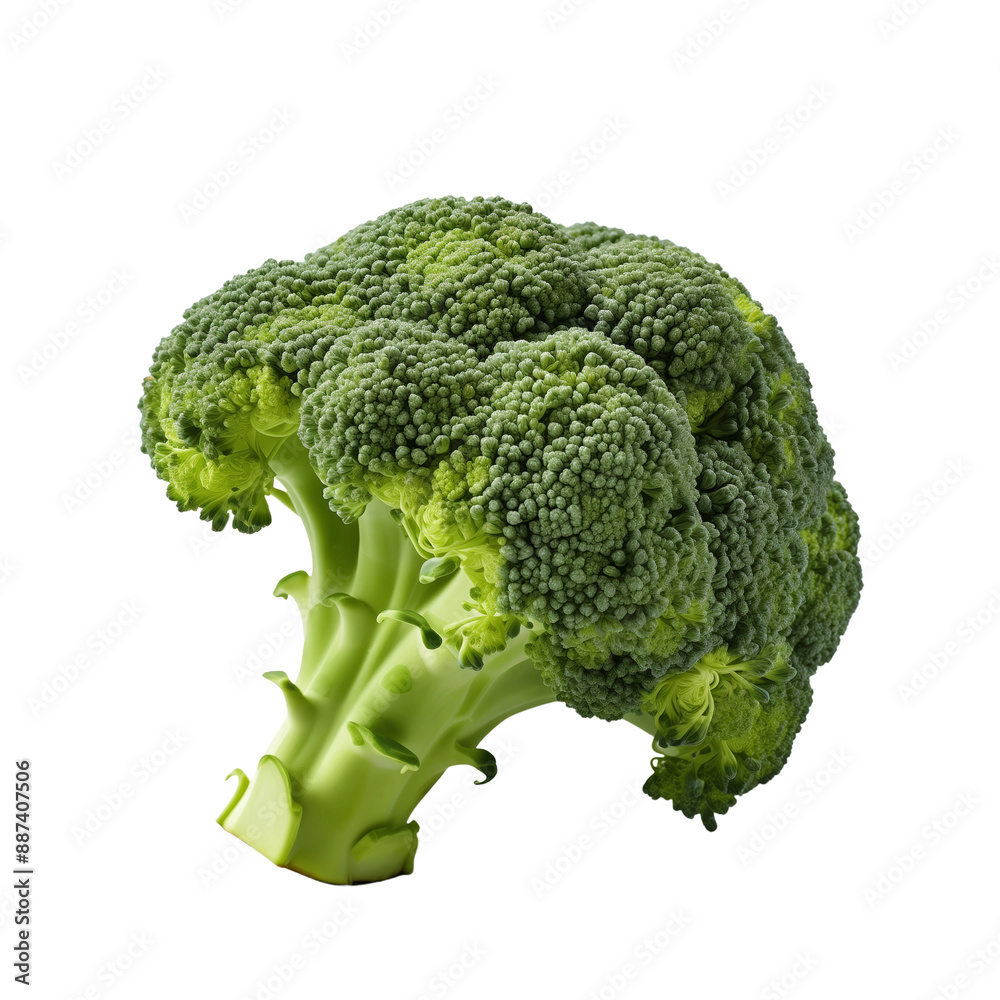 Fresh Broccoli Floret Isolated on Transparent Background. Concept of Healthy Eating and Organic Vegetables. Fresh Broccoli Floret Isolated on Transparent Background. Concept of Healthy Eating and Organic Vegetables.