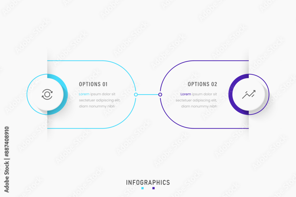 Fototapeta premium Vector Infographic label design template with icons and 2 options or steps. Can be used for process diagram, presentations, workflow layout, banner, flow chart, info graph.