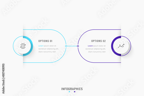 Vector Infographic label design template with icons and 2 options or steps. Can be used for process diagram, presentations, workflow layout, banner, flow chart, info graph.
