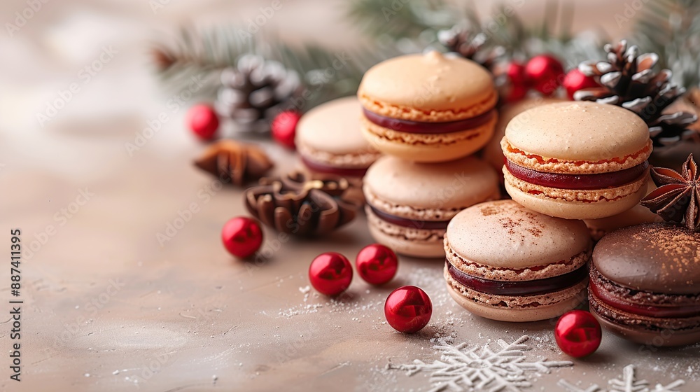 Christmas Macarons with Festive Decorations Christmas Macarons with Festive Decorations