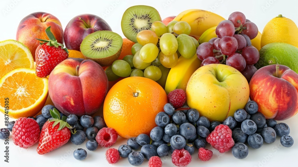 A Colorful Array of Fresh Fruits and Berries A Colorful Array of Fresh Fruits and Berries