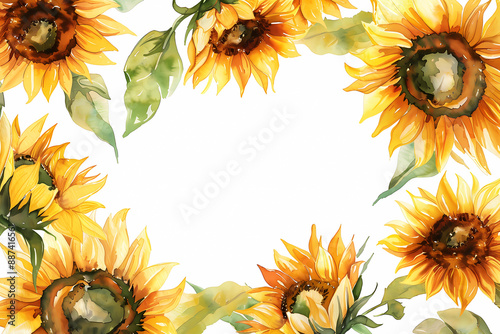 Sunflower Card design template, watercolor flower, generated ai