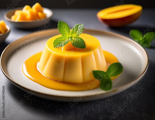 mango pudding with mango toping