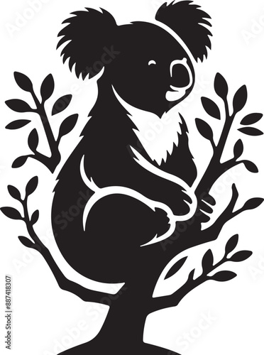 koala Black Vector silhouette art White Background Free Download