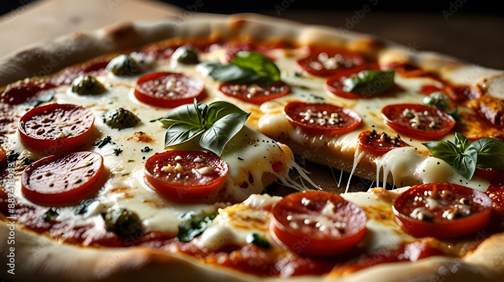 © Jihad - Freshly Italian pizza with mozzarella cheese slice