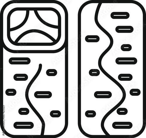 Simple black and white icon of two shawarma wraps, differing in the way they are wrapped