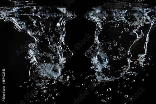 dark background with small water bubbles in the form of a face