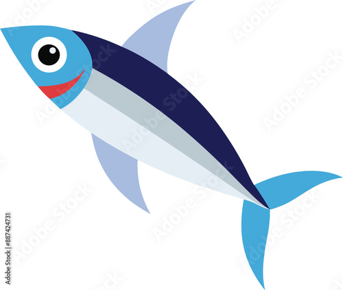 Anchovy small forage fish isolated vector illustration icon. Vector, icon, logo, png. Vector shoaling fish used as food and bait. European anchovy, Engraulis encrasicolus, Anchoa, Anchoviella, Engraul