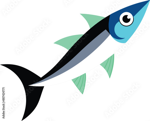 Anchovy small forage fish isolated vector illustration icon. Vector, icon, logo, png. Vector shoaling fish used as food and bait. European anchovy, Engraulis encrasicolus, Anchoa, Anchoviella, Engraul