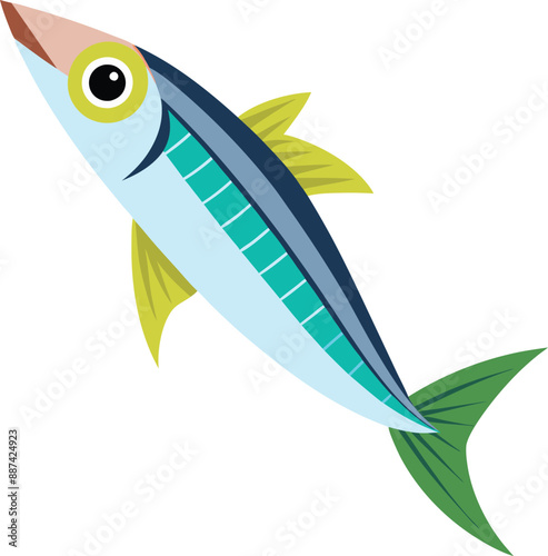 Anchovy small forage fish isolated vector illustration icon. Vector, icon, logo, png. Vector shoaling fish used as food and bait. European anchovy, Engraulis encrasicolus, Anchoa, Anchoviella, Engraul